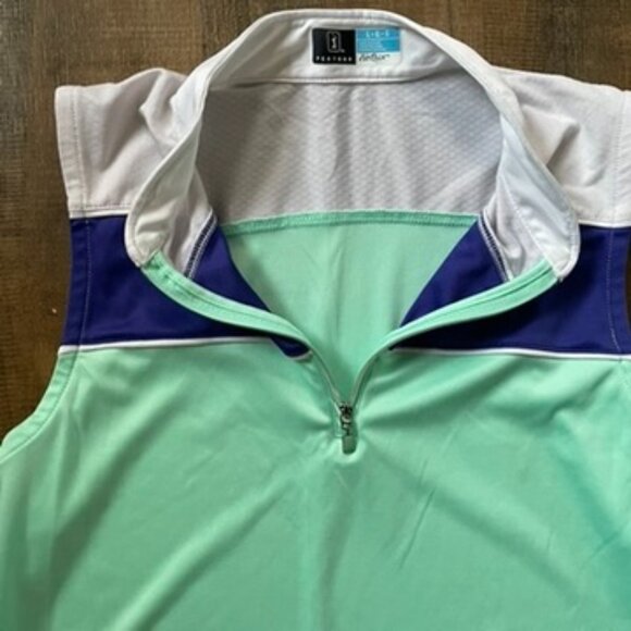 PGA TOUR Airflux Sleeveless Golf Top Mint Green White Purple Large L - Picture 3 of 6